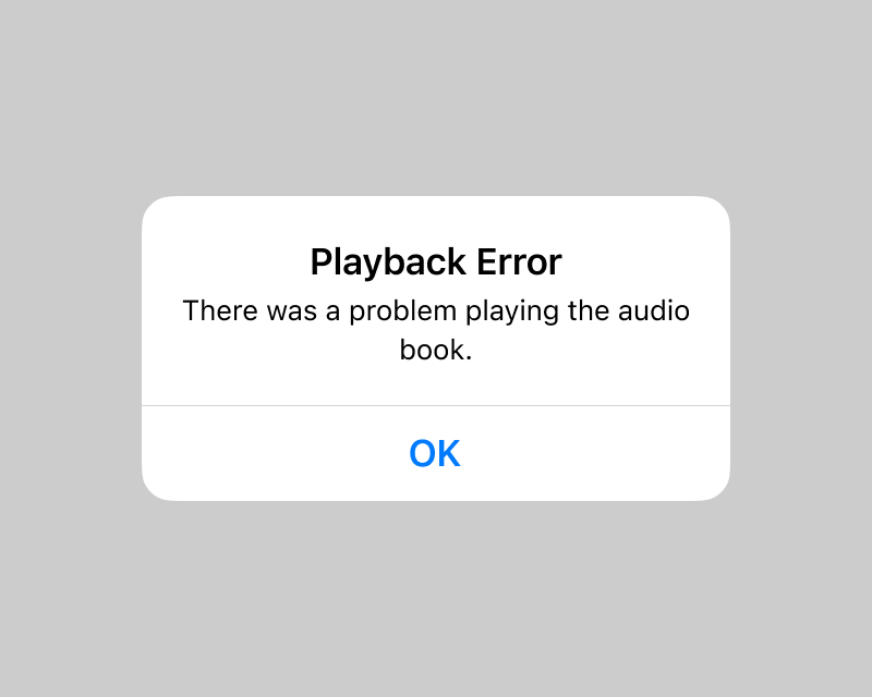 Screenshot: Playback error message